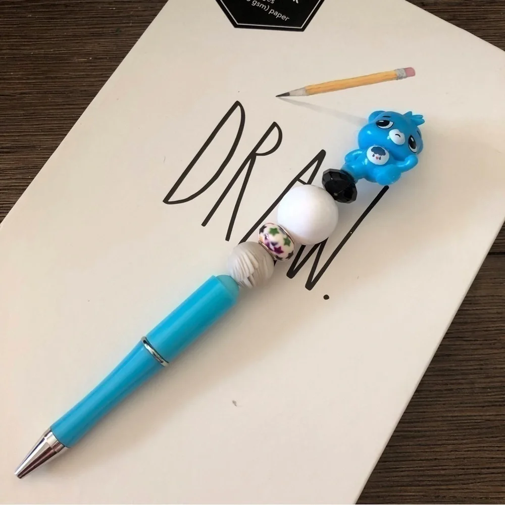 The Care Bears: Grumpy Bear handmade beaded pen